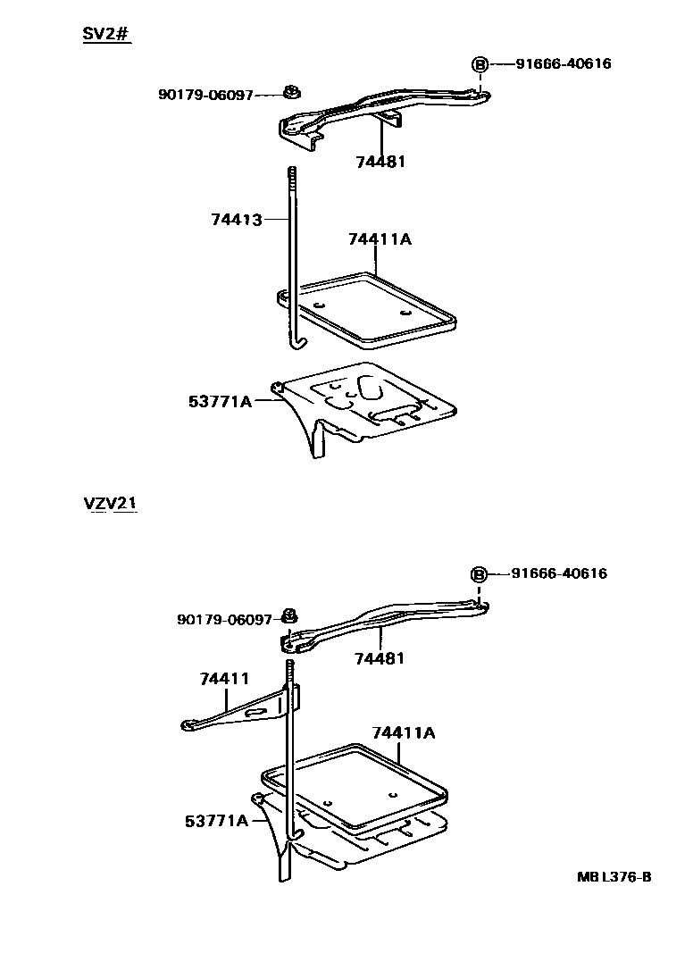 Toyota CAMRY battery holder EPC diagram — MBL376B