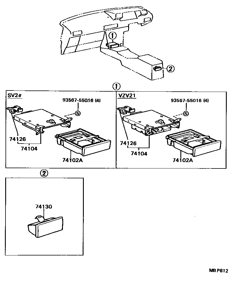 Toyota CAMRY 烟灰盒 EPC diagram — MBP812