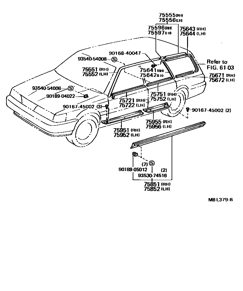 Toyota CAMRY 侧防护条 EPC diagram — MBL379B