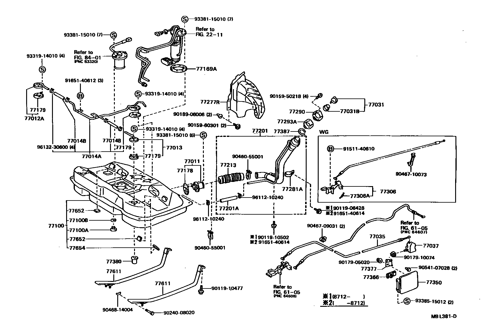 Toyota CAMRY 燃油箱和燃油管 EPC diagram — MBL381D