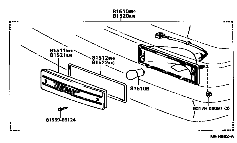 Toyota CAMRY 前转向灯 EPC diagram — MEH862A
