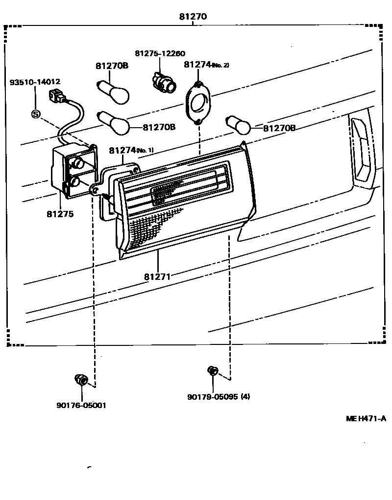 Toyota CAMRY 后牌照灯 EPC diagram — MEH471A