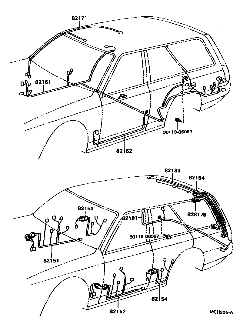 Toyota CAMRY 线束和卡夹 EPC diagram — MEH995A