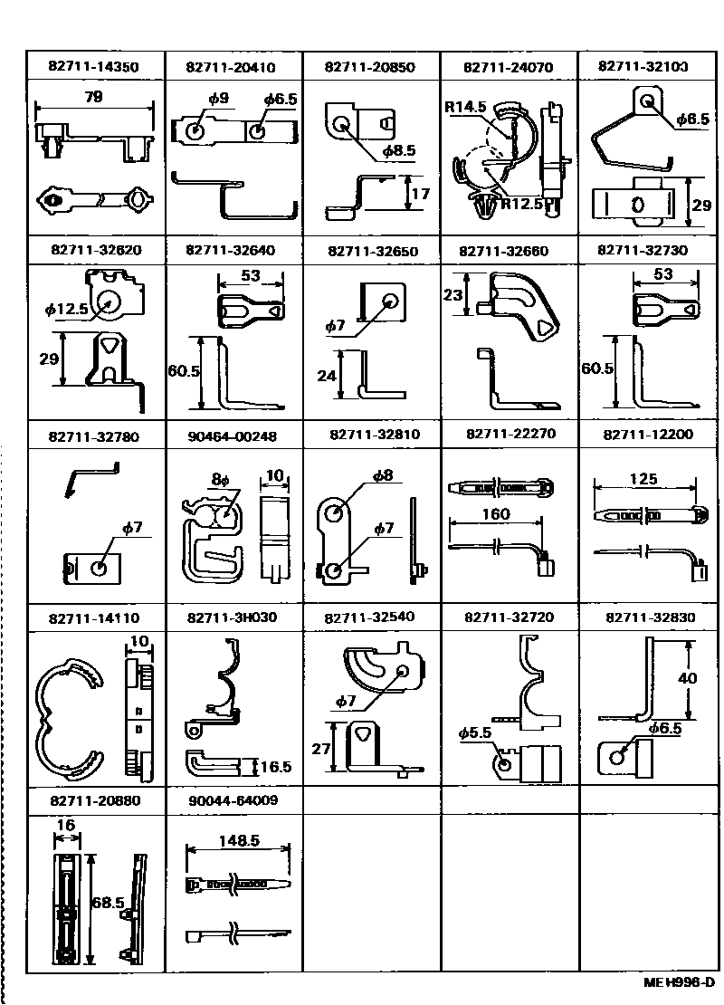 Toyota CAMRY 线束和卡夹 EPC diagram — MEH996D