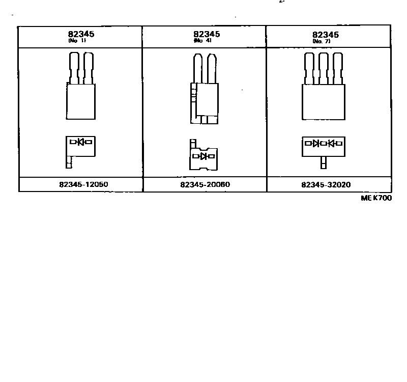 Toyota CAMRY 线束和卡夹 EPC diagram — MEK700