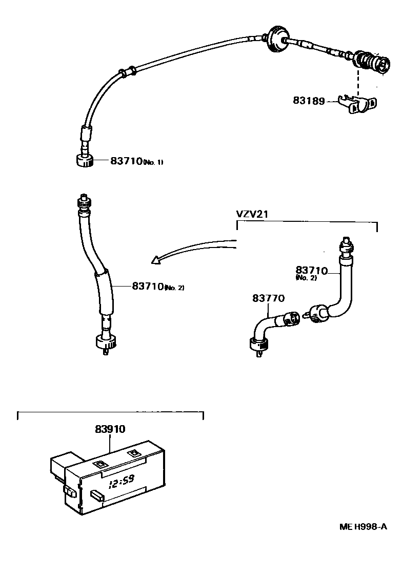 Toyota CAMRY 仪表 EPC diagram — MEH998A