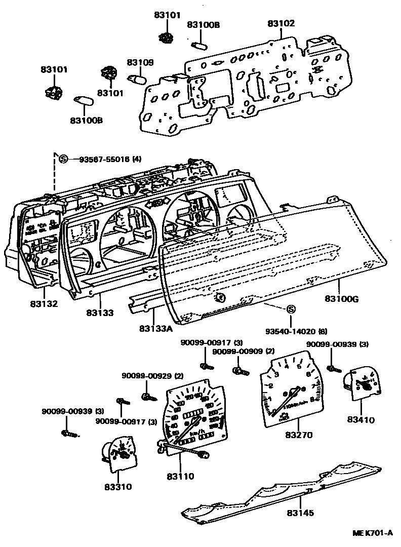 Toyota CAMRY 仪表 EPC diagram — MEK701A