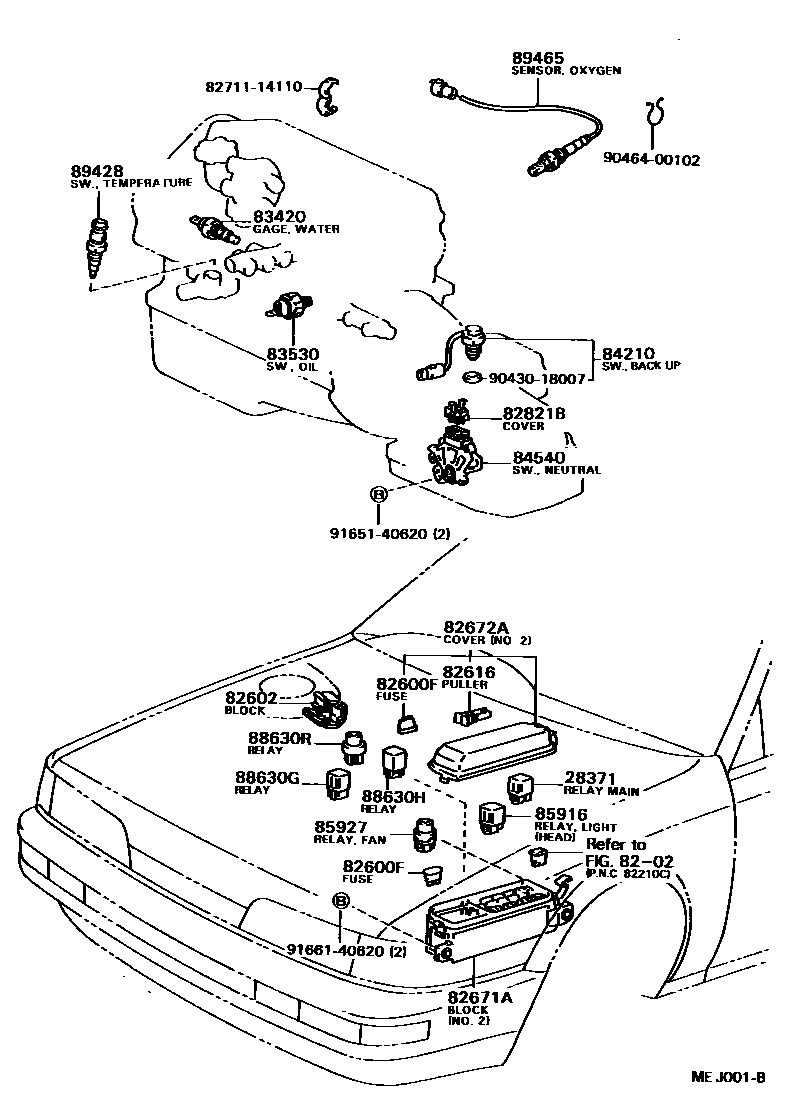 Toyota CAMRY 开关和继电器和ECU EPC diagram — MEJ001B
