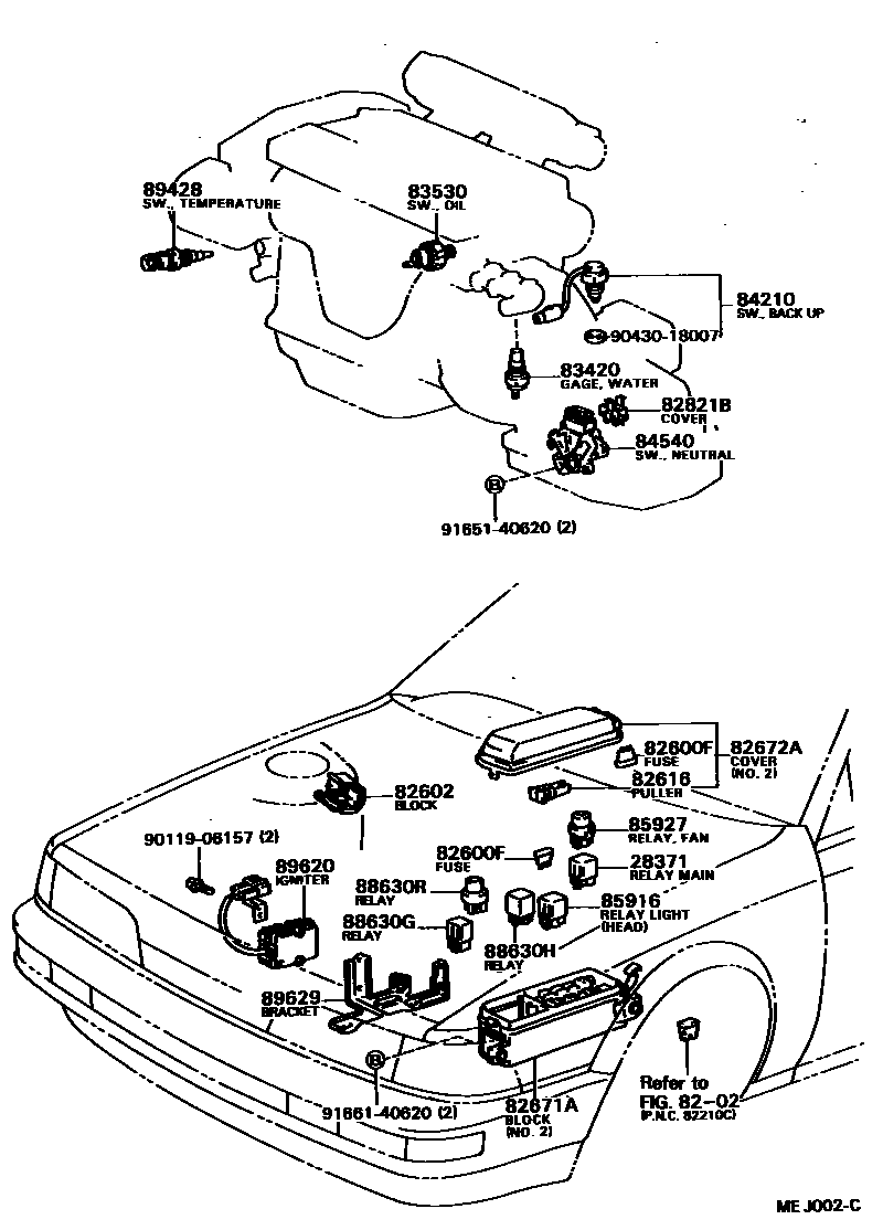 Toyota CAMRY 开关和继电器和ECU EPC diagram — MEJ002C