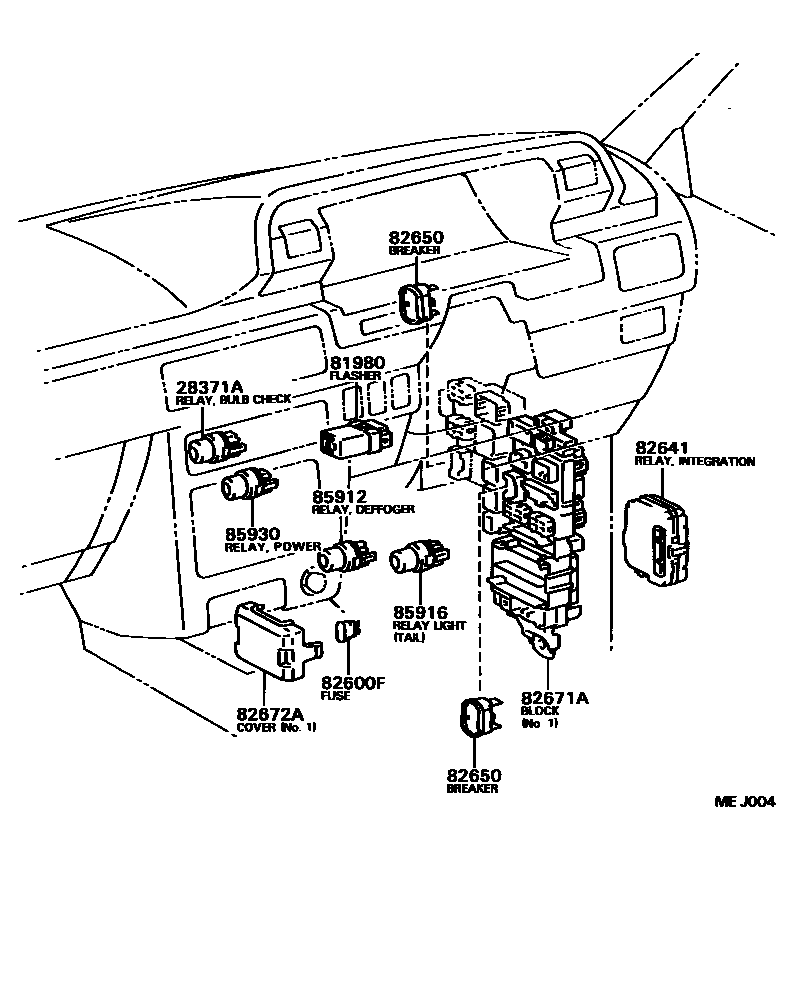 Toyota CAMRY 开关和继电器和ECU EPC diagram — MEJ004