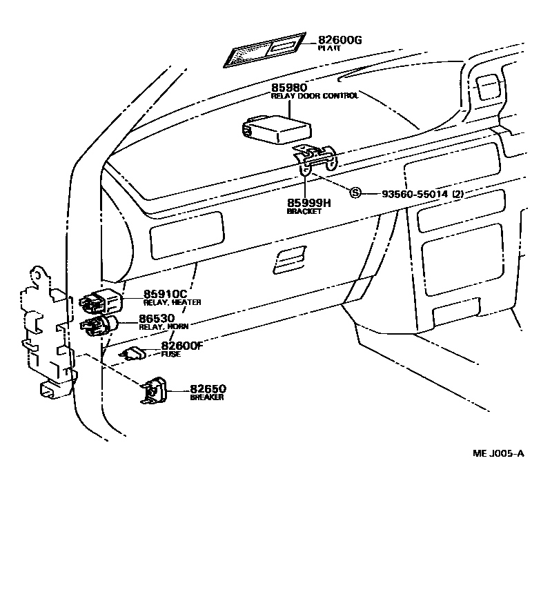 Toyota CAMRY 开关和继电器和ECU EPC diagram — MEJ005A