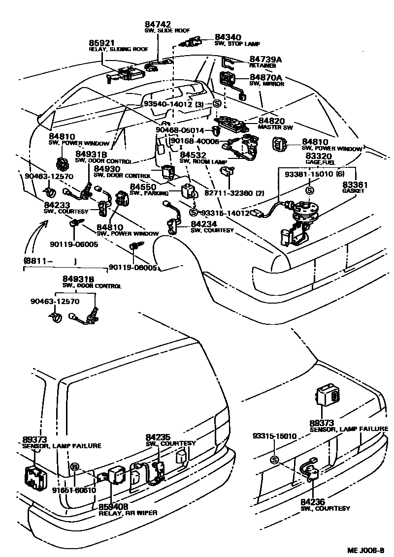 Toyota CAMRY 开关和继电器和ECU EPC diagram — MEJ006B