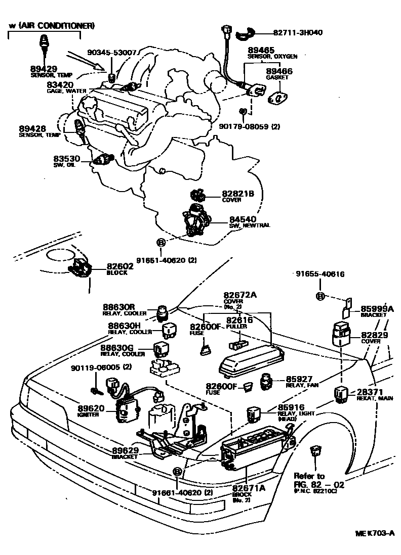 Toyota CAMRY 开关和继电器和ECU EPC diagram — MEK703A