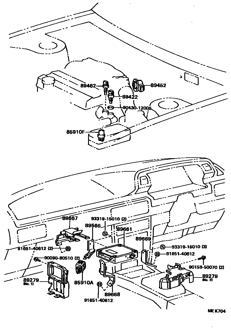 Toyota CAMRY 电子燃油喷射系统 EPC diagram — MEK704