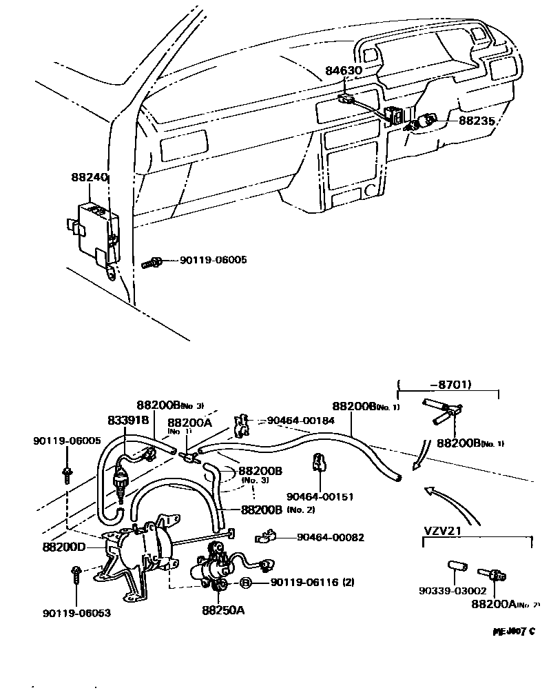 Toyota CAMRY 巡航控制(自动行驶) EPC diagram — MEJ007C