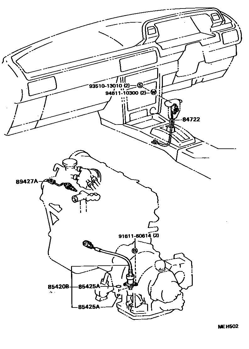 Toyota CAMRY 超速档和电子控制变速器 EPC diagram — MEH502