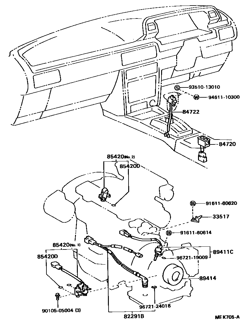 Toyota CAMRY 超速档和电子控制变速器 EPC diagram — MEK705A
