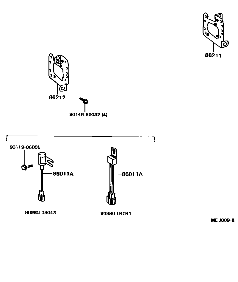Toyota CAMRY 收音机、放大器和冷凝器 EPC diagram — MEJ009B