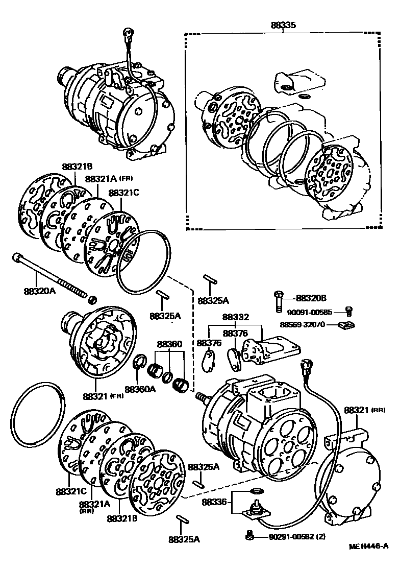 Toyota CAMRY Heating & Air Conditioning - Compressor EPC diagram — MEH446A