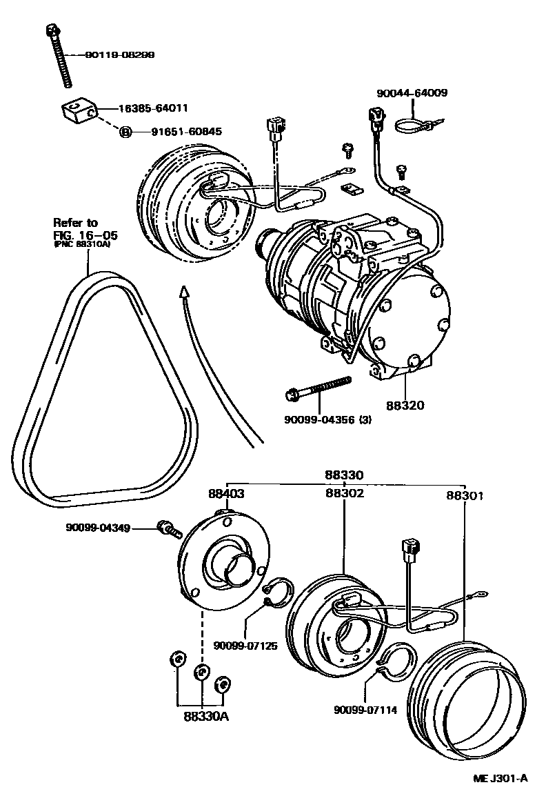 Toyota CAMRY Heating & Air Conditioning - Compressor EPC diagram — MEJ301A