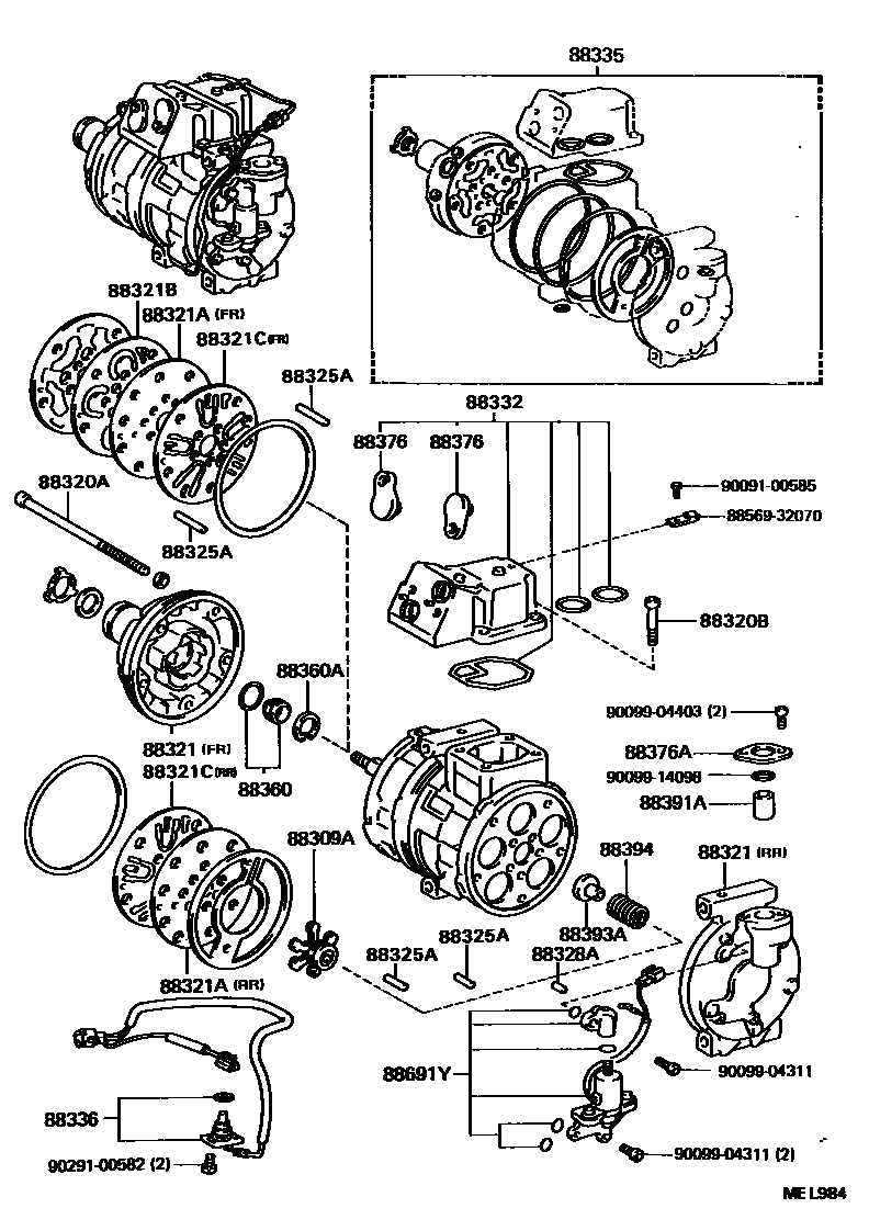 Toyota CAMRY Heating & Air Conditioning - Compressor EPC diagram — MEL984