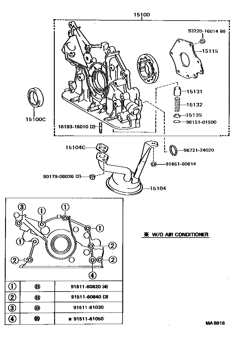 Toyota CAMRY Engine Oil Pump EPC diagram — MAB916