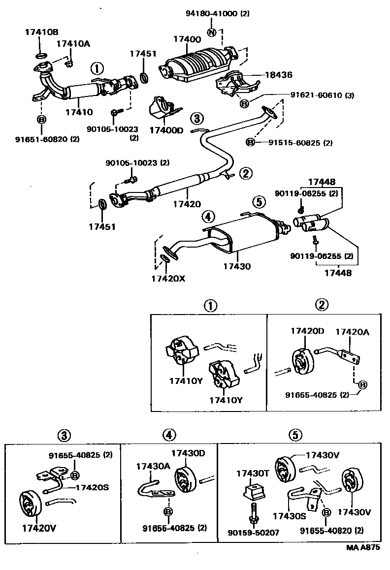 Toyota CAMRY Exhaust Pipe EPC diagram — MAA875