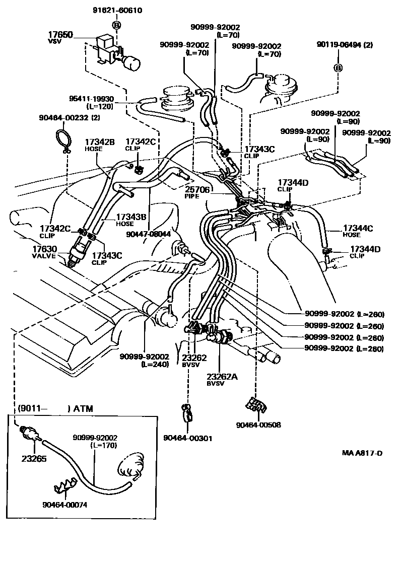 Toyota CAMRY vacuum tube EPC diagram — MAA817D