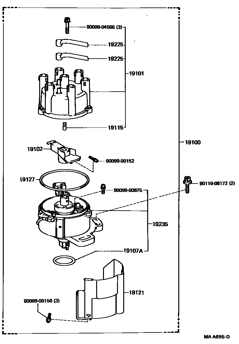Toyota CAMRY 分电器 EPC diagram — MAA695D