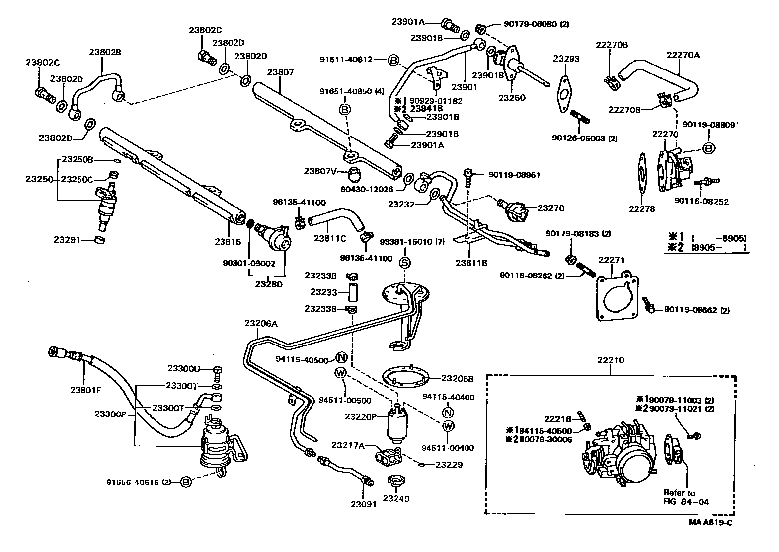 Toyota CAMRY 燃油喷射系统 EPC diagram — MAA819C