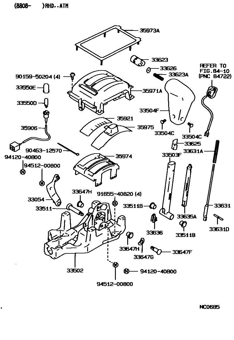 Toyota CAMRY Shift Lever & Retainer EPC diagram — NC0685