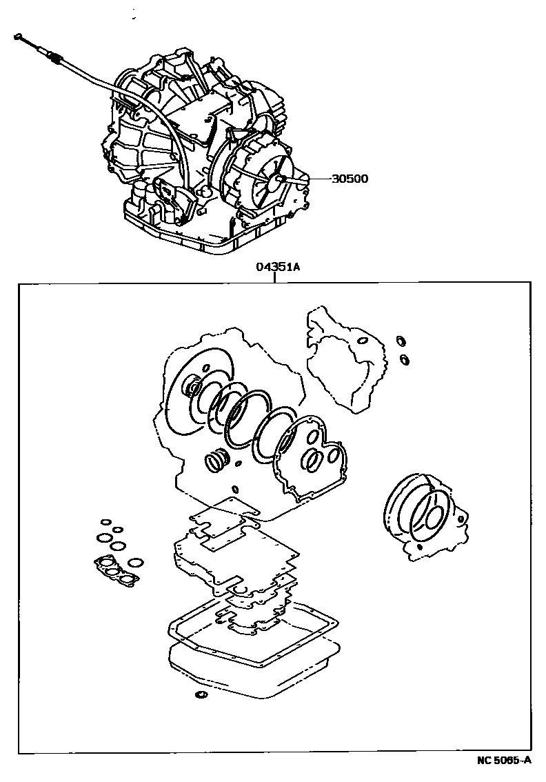 Toyota CAMRY 传动桥或变速器总成和衬垫组件(ATM) EPC diagram — NC5065A