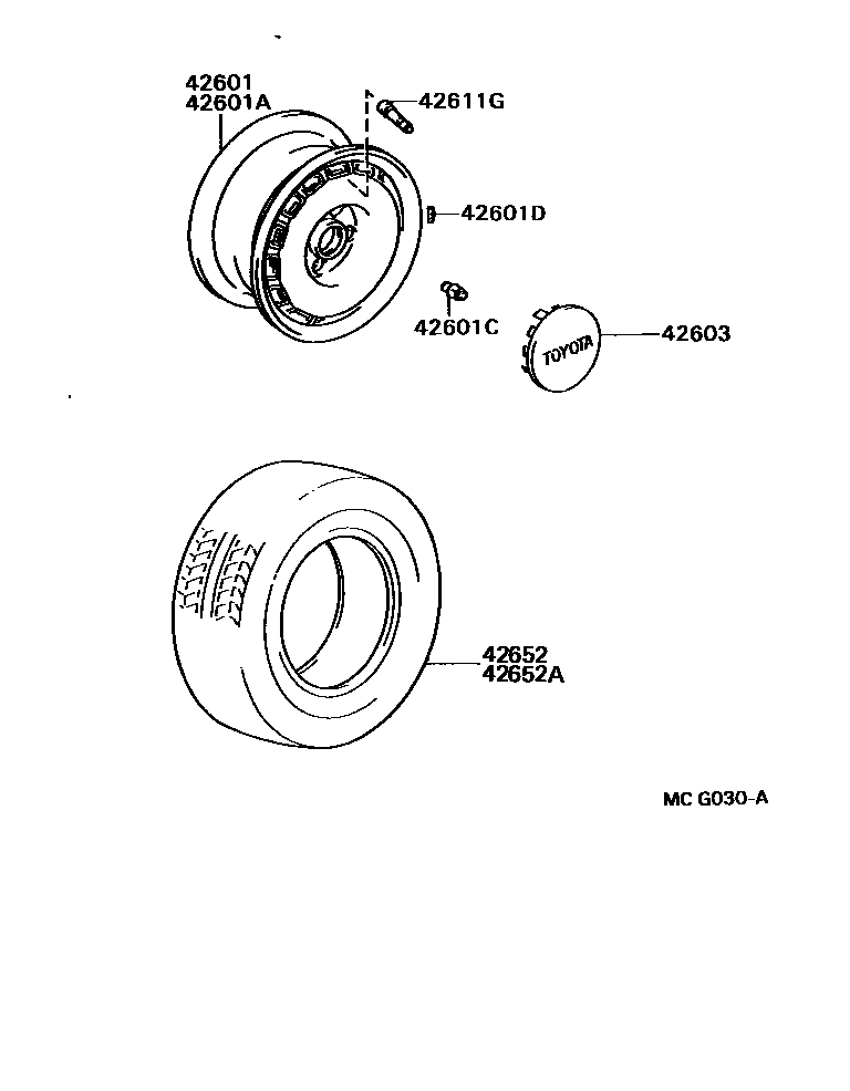 Toyota CAMRY 车轮和车轮盖 EPC diagram — MCG030A