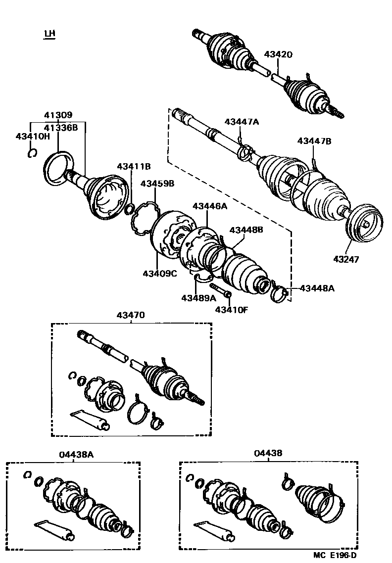 Toyota CAMRY Front Drive Shaft EPC diagram — MCE196D