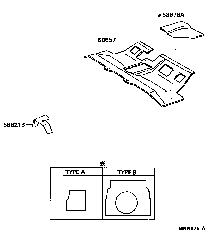 Toyota CAMRY 前围板消声板和地板消声垫 EPC diagram — MBN975A