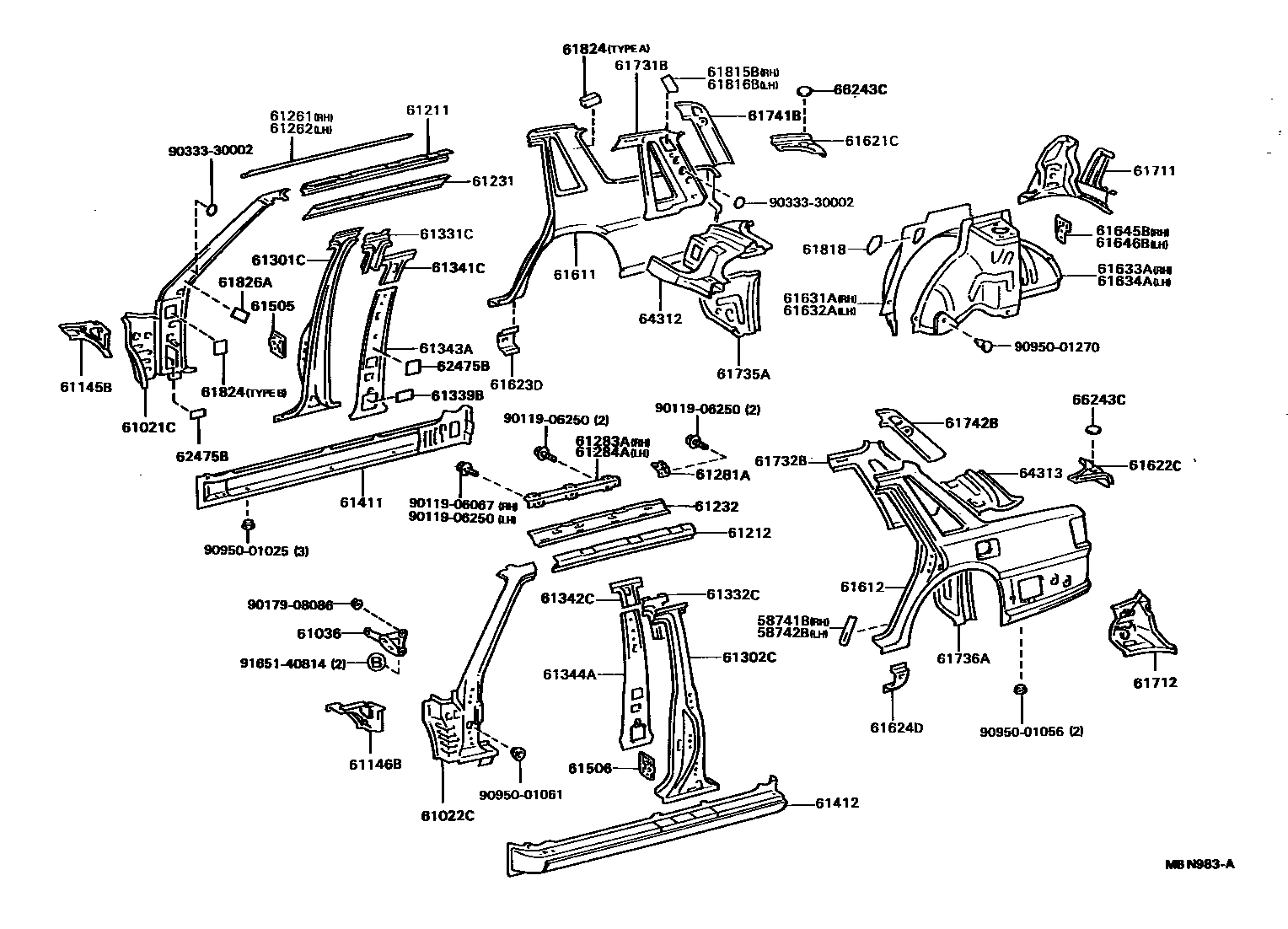 Toyota CAMRY 侧梁 EPC diagram — MBN983A