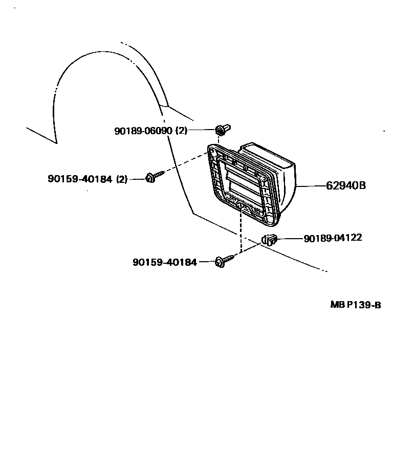 Toyota CAMRY 车侧通风装置 EPC diagram — MBP139B
