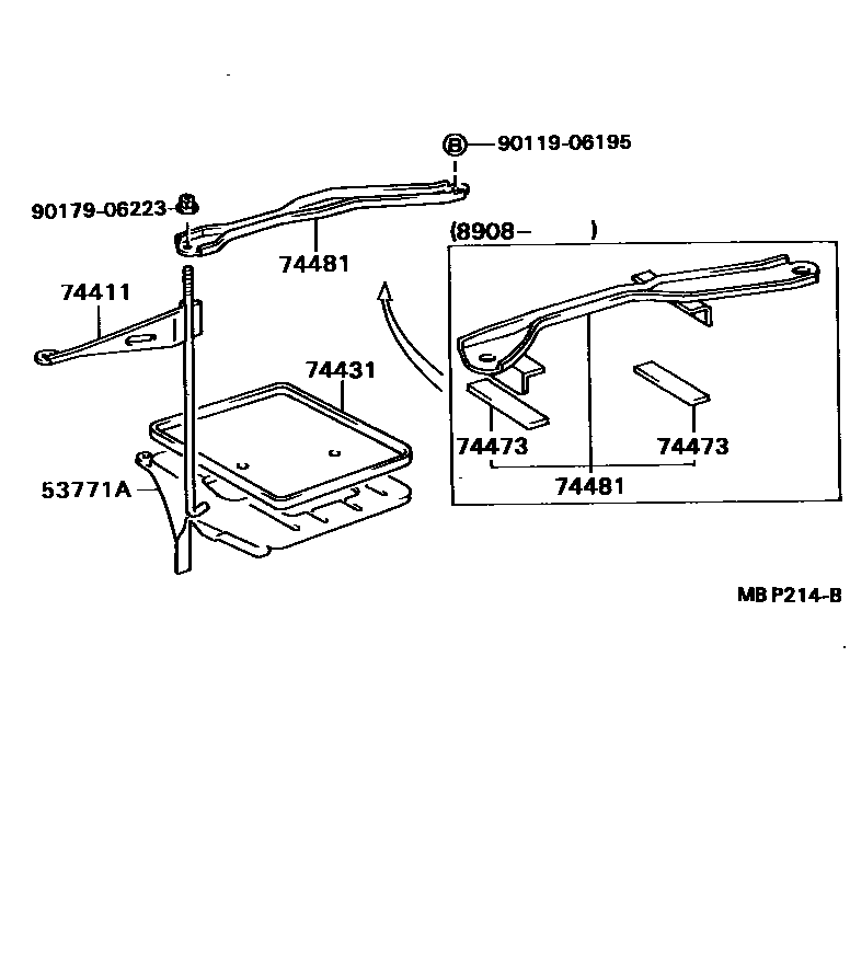 Toyota CAMRY battery holder EPC diagram — MBP214B