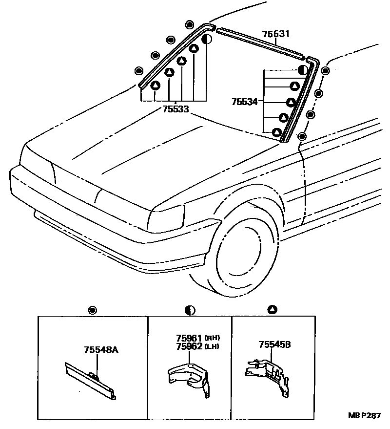 Toyota CAMRY 前防护条 EPC diagram — MBP287