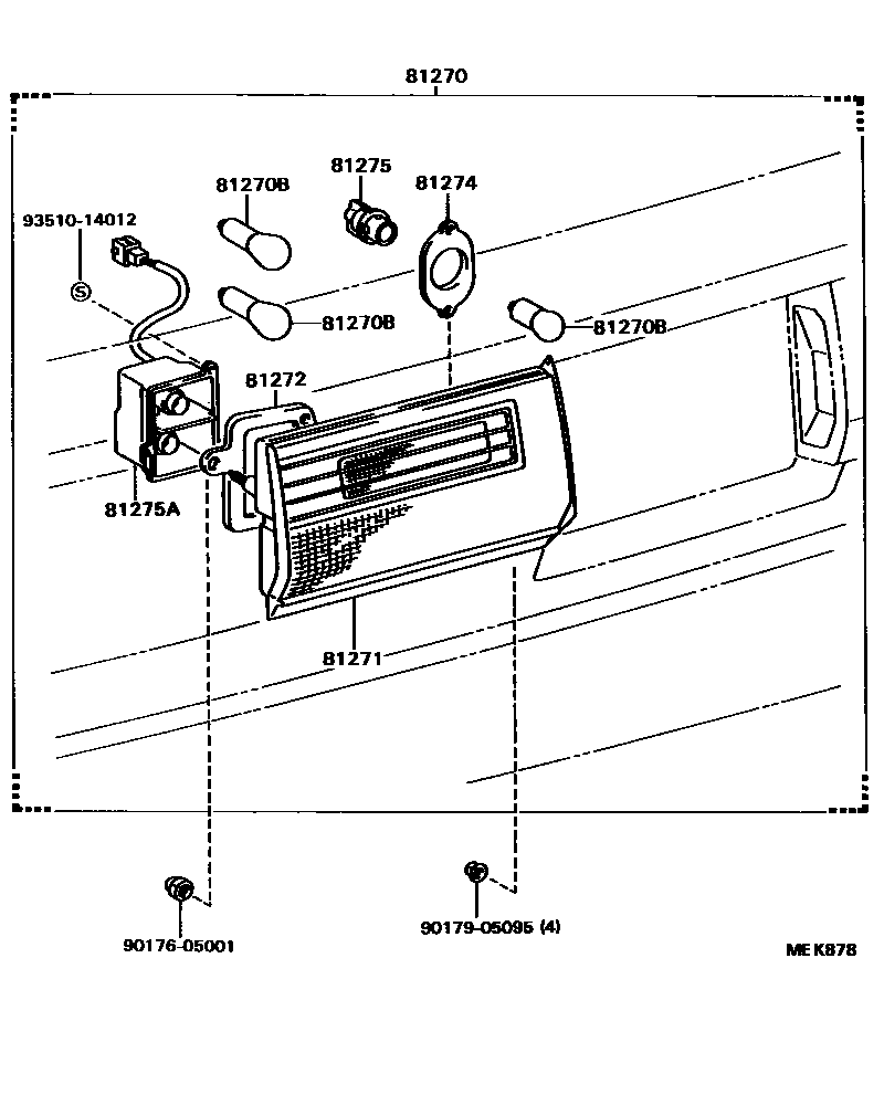 Toyota CAMRY 后牌照灯 EPC diagram — MEK878