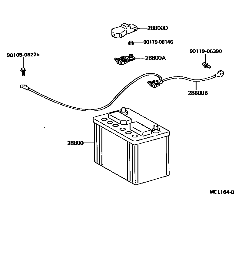 Toyota CAMRY 蓄电池和蓄电池电缆 EPC diagram — MEL164B