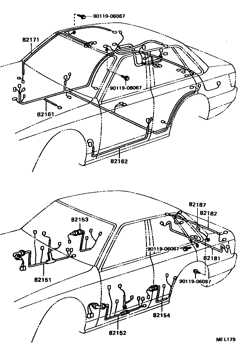 Toyota CAMRY 线束和卡夹 EPC diagram — MEL179