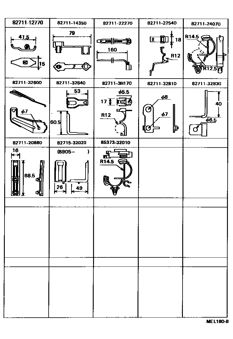 Toyota CAMRY 线束和卡夹 EPC diagram — MEL180B