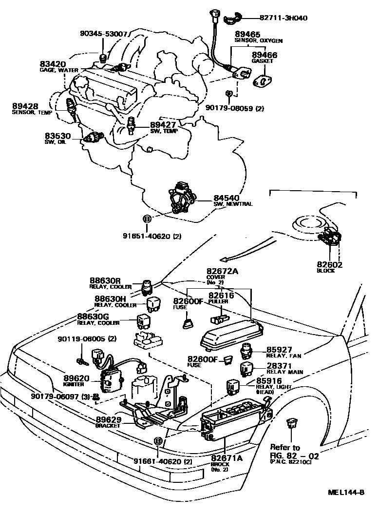 Toyota CAMRY 开关和继电器和ECU EPC diagram — MEL144B