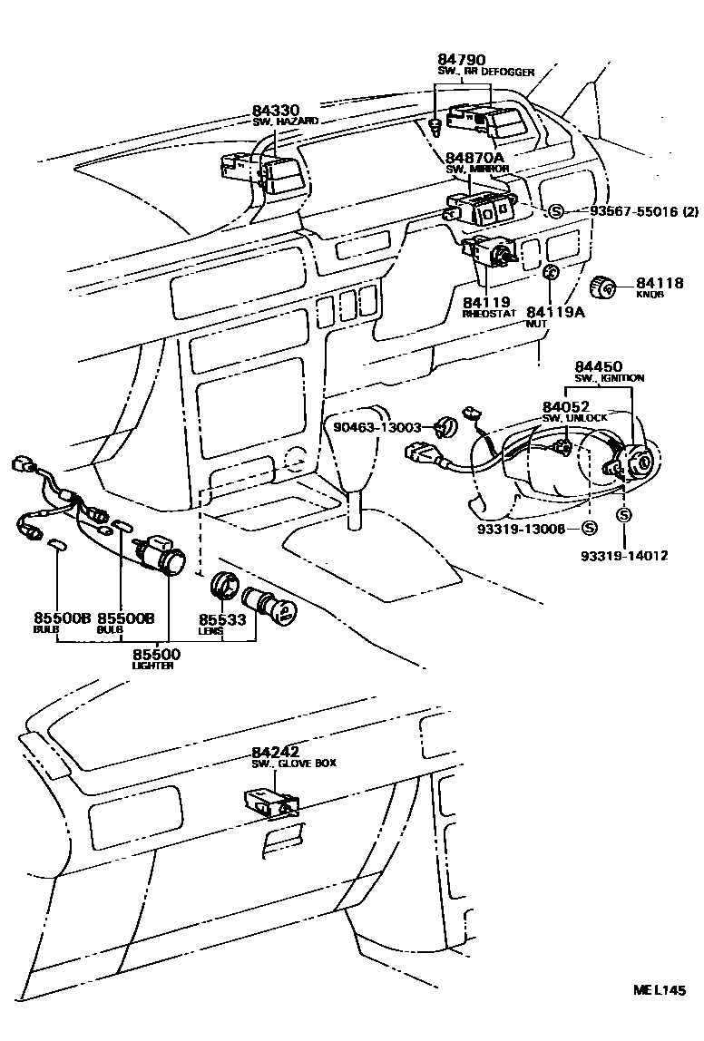 Toyota CAMRY 开关和继电器和ECU EPC diagram — MEL145