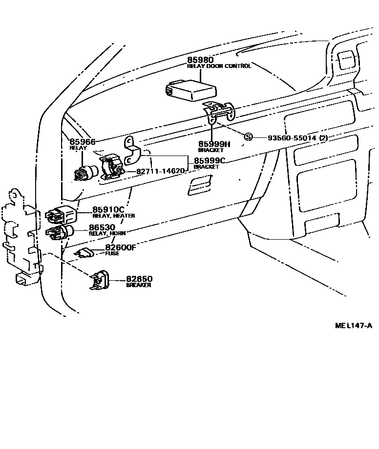 Toyota CAMRY 开关和继电器和ECU EPC diagram — MEL147A