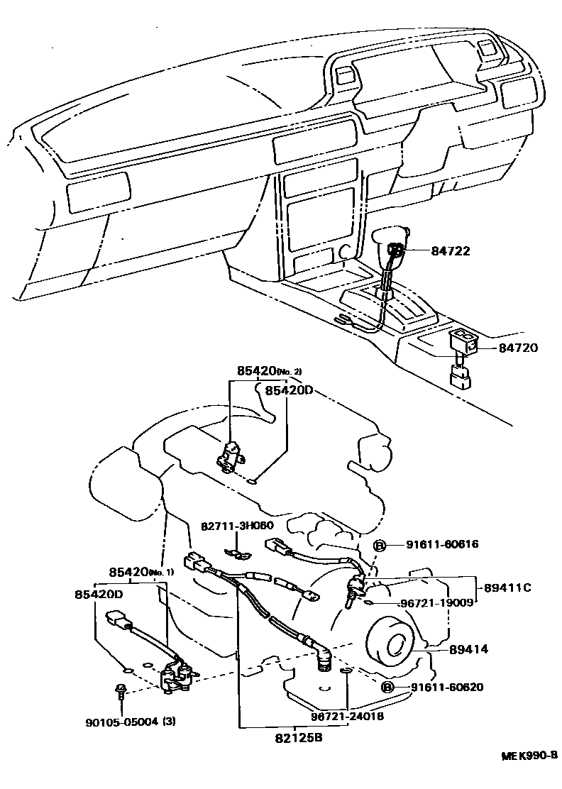 Toyota CAMRY 超速档和电子控制变速器 EPC diagram — MEK990B