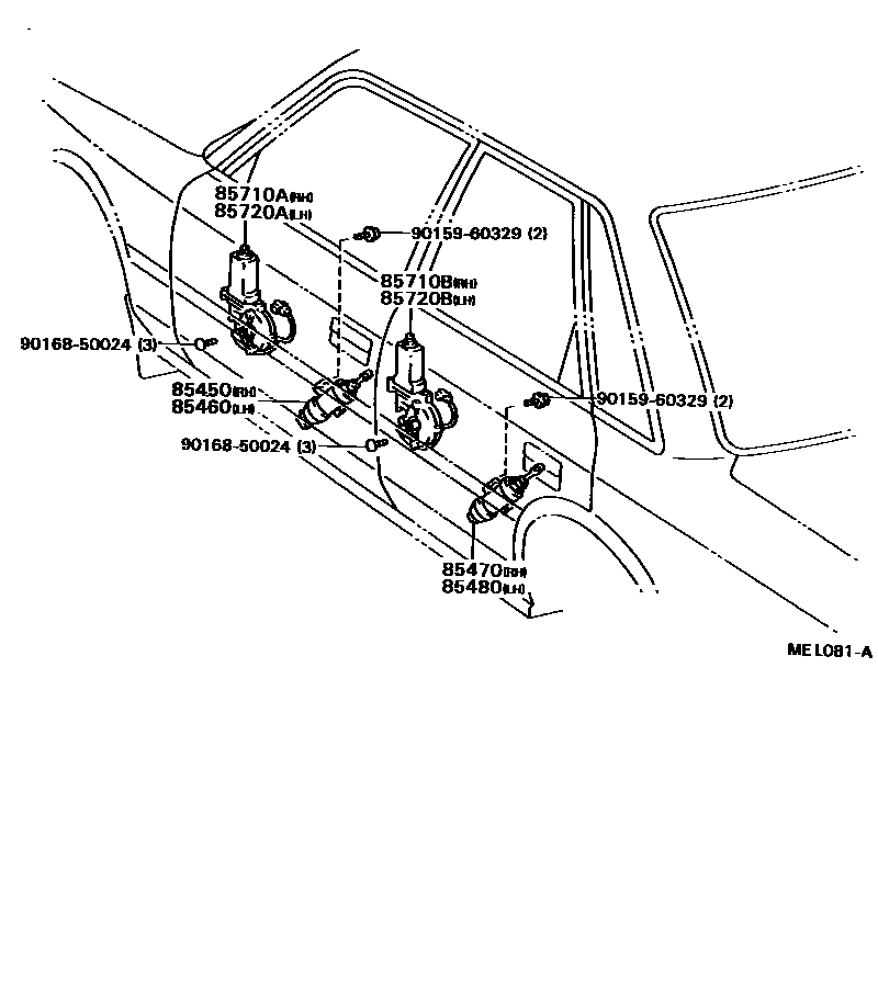 Toyota CAMRY 车门电机和车门电磁阀 EPC diagram — MEL081A
