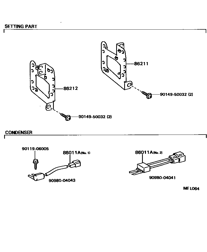 Toyota CAMRY 收音机、放大器和冷凝器 EPC diagram — MEL064