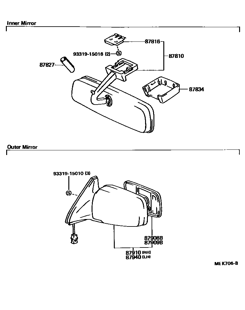 Toyota CAMRY 后视镜 EPC diagram — MEK706B
